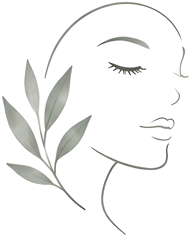 Rostro line-art con rama en acuarela